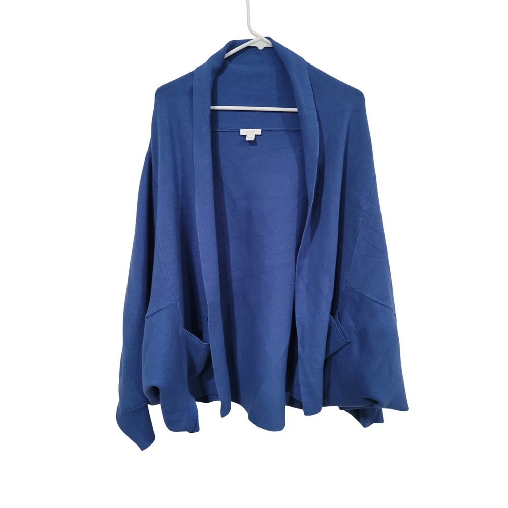 J. Jill Womens Open Front‎ Cardigan Blue Long Sleeve Pockets Size 2X Knit #18